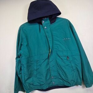 Vintage IZOD Jacket Mens L Teal Blue Windbreaker Sailing Retro‎ Y2K Sailing Coat